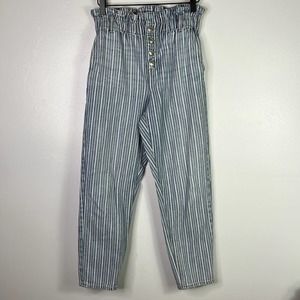 AEO Mom Jean Paper Bag High Waist Button Fly Paper Bag Jeans Womens 2 Short